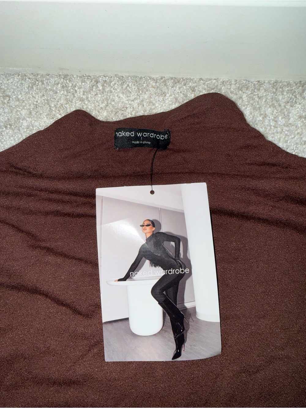 naked wardrobe Dark Brown High-Rise Leggings and long sleeve bodysuit - Picture 5 of 6